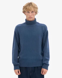 Merino Wool Turtleneck - Petrol Blue