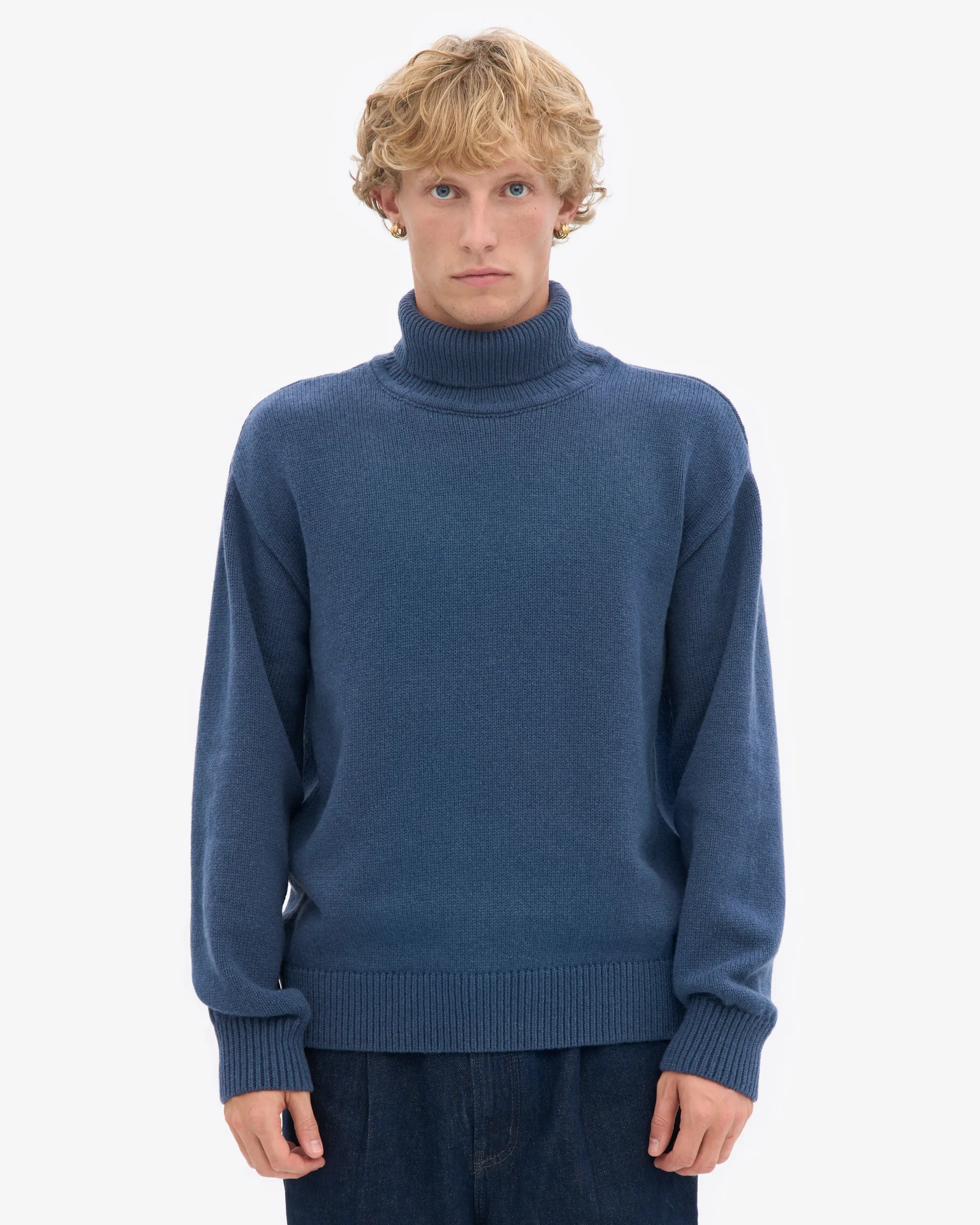 Merino Wool Turtleneck - Petrol Blue