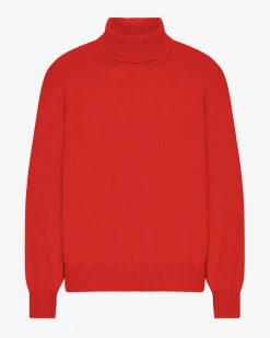 Merino Wool Turtleneck - Red Tangerine