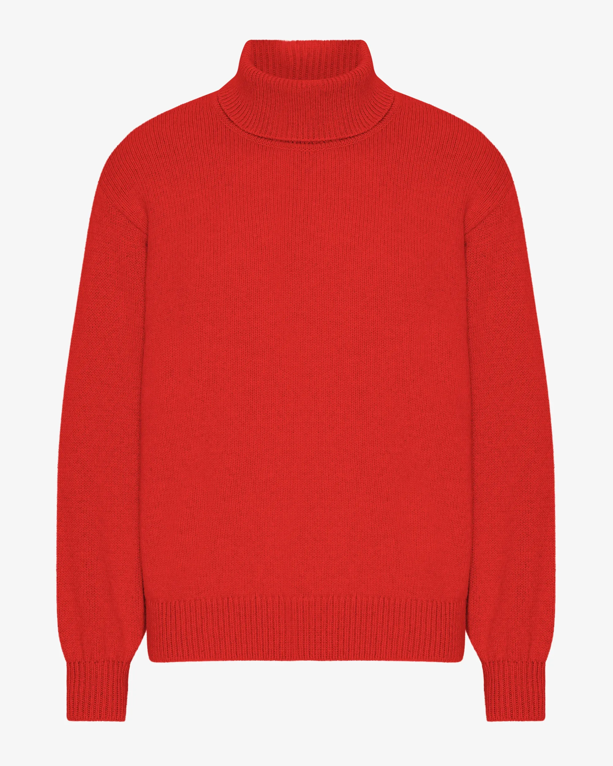Merino Wool Turtleneck - Red Tangerine