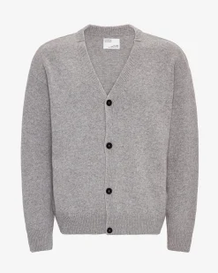 Merino Wool V-Neck Cardigan - Heather Grey