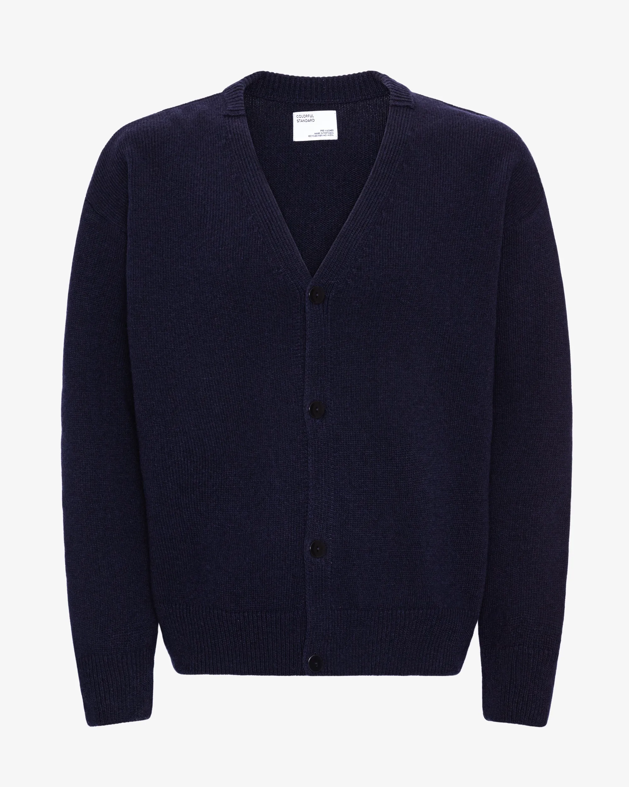 Merino Wool V-Neck Cardigan - Navy Blue