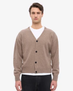 Merino Wool V-Neck Cardigan - Warm Taupe