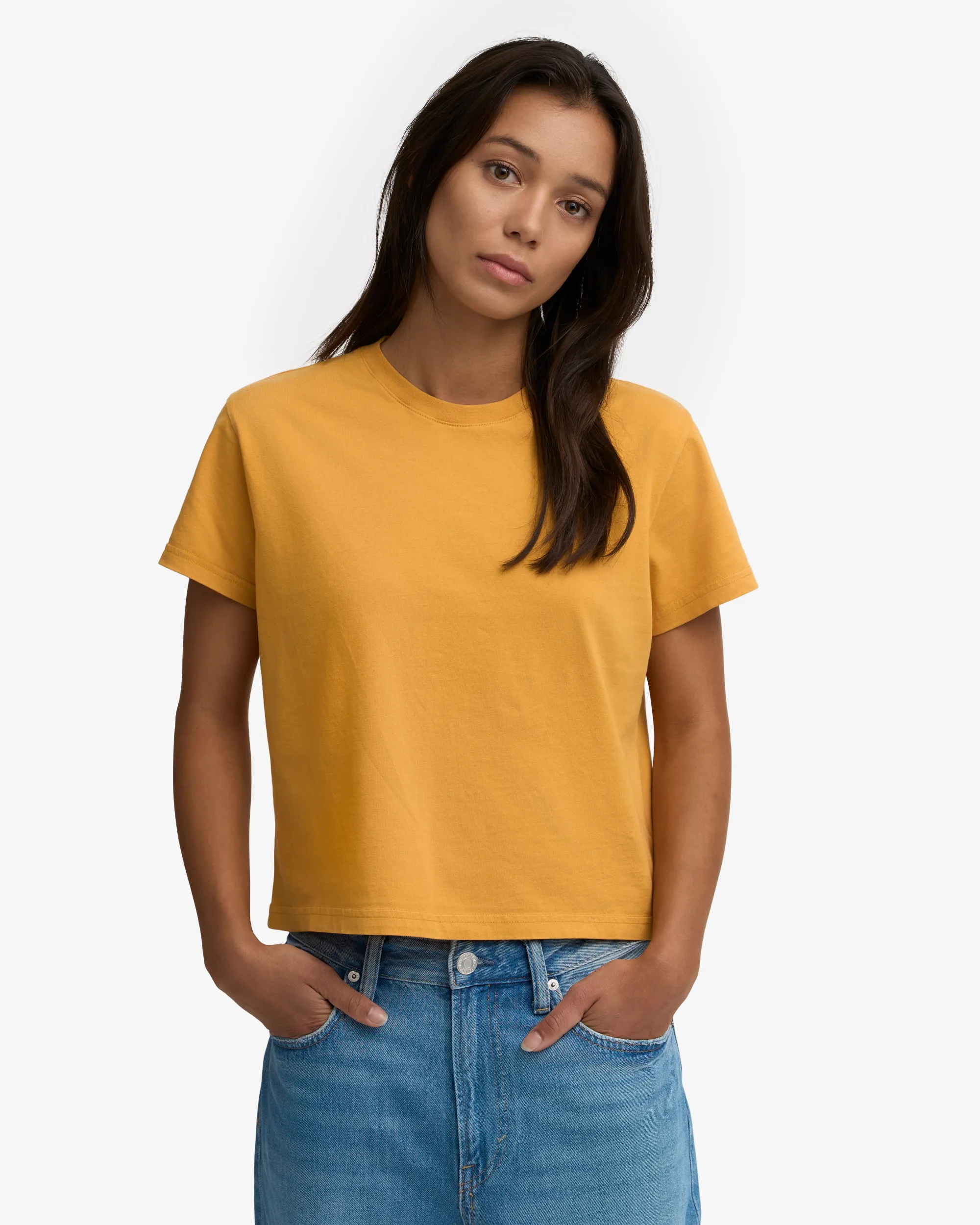 Organic Boxy Crop Tee - Burned Yellow