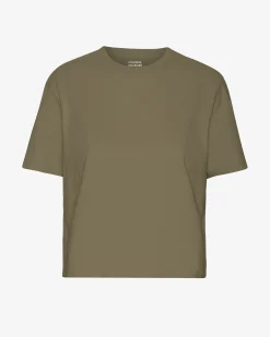 Organic Boxy Crop Tee - Dusty Olive
