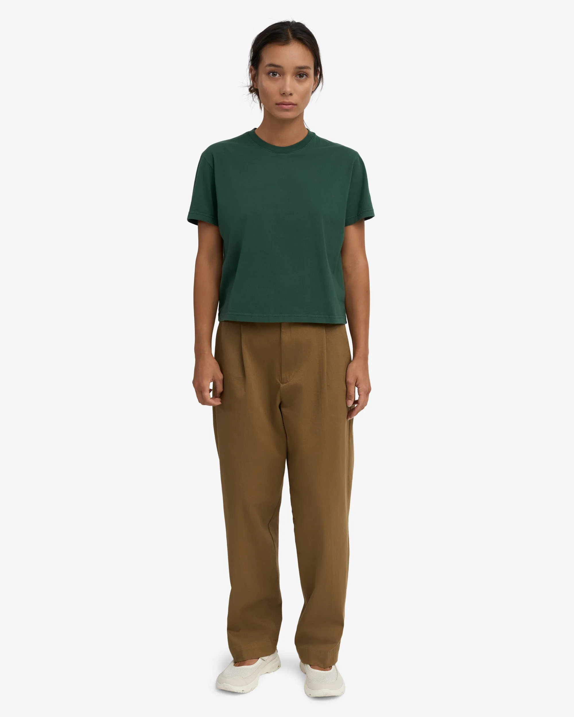 Organic Boxy Crop Tee - Emerald Green