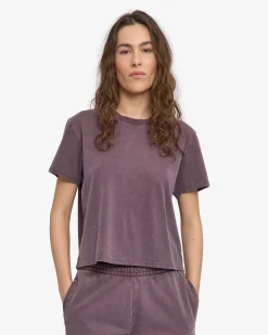 Organic Boxy Crop Tee - Faded Grape