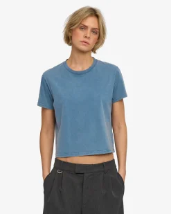 Organic Boxy Crop Tee - Faded Indigo