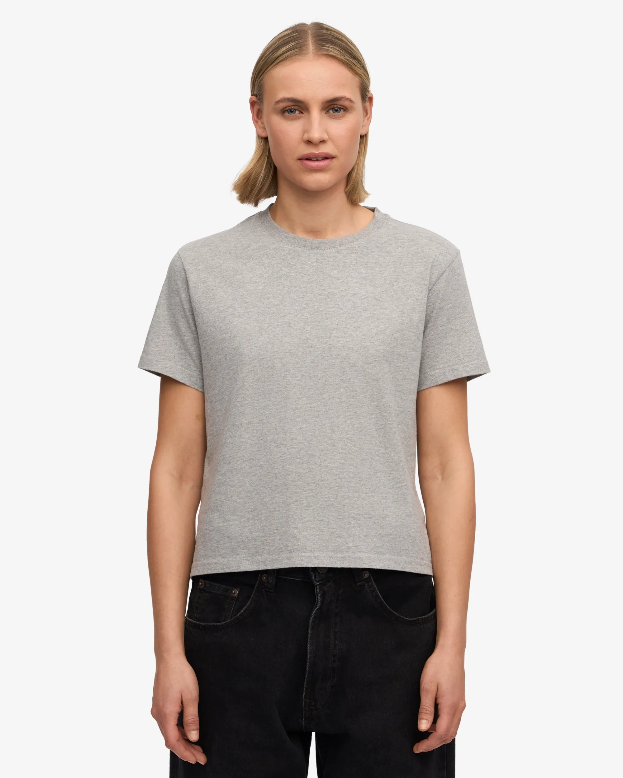 Organic Boxy Crop Tee - Heather Grey