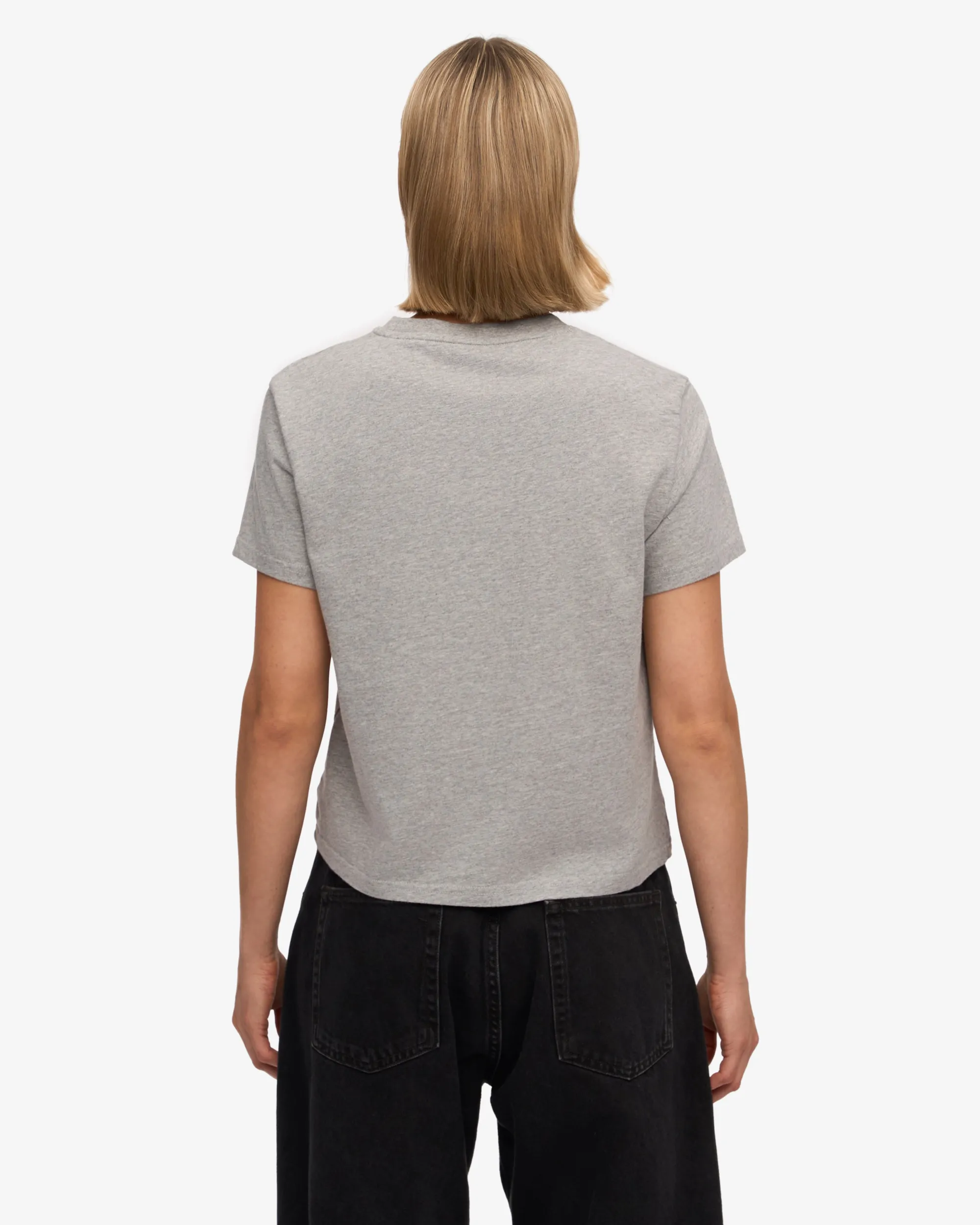 Organic Boxy Crop Tee - Heather Grey