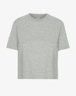 Organic Boxy Crop Tee - Heather Grey