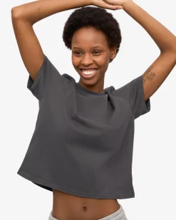 Organic Boxy Crop Tee - Lava Grey