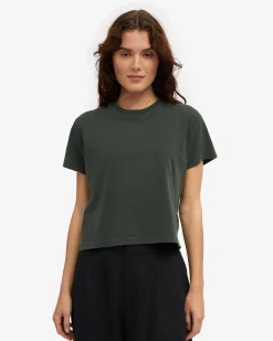 Organic Boxy Crop Tee - Midnight Forest