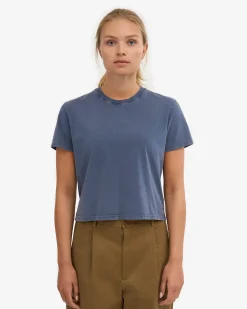 Organic Boxy Crop Tee - Neptune Blue