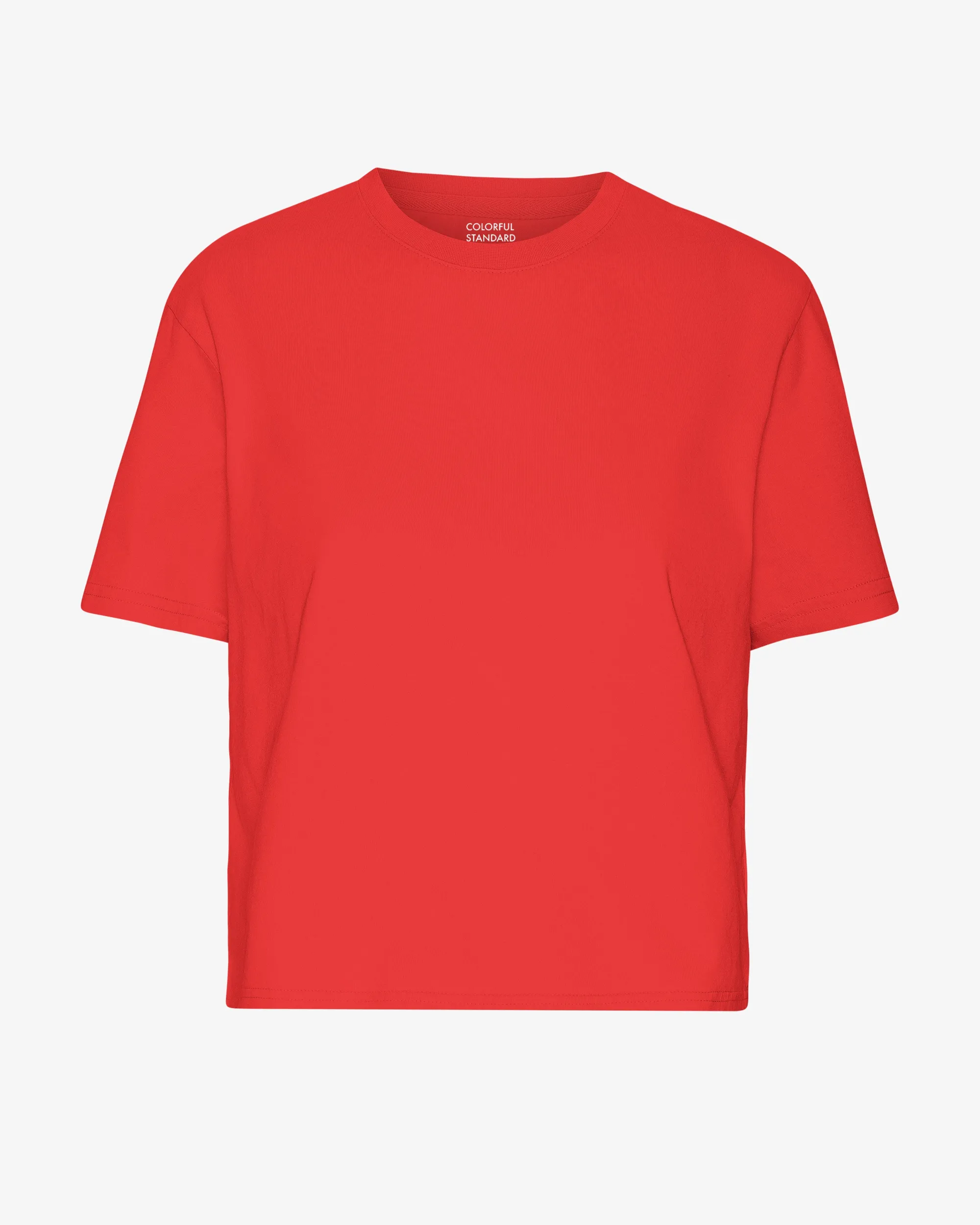 Organic Boxy Crop Tee - Red Tangerine