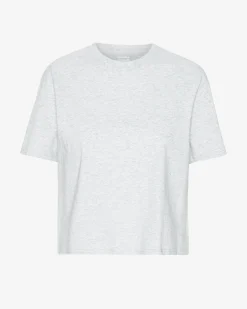 Organic Boxy Crop Tee - Snow Melange