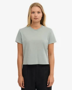 Organic Boxy Crop Tee - Steel Blue