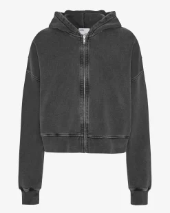 Organic Crop Zip Hood - Faded Black