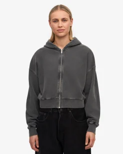 Organic Crop Zip Hood - Faded Black