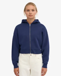 Organic Crop Zip Hood - Marine Blue