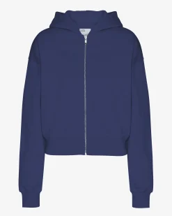 Organic Crop Zip Hood - Marine Blue