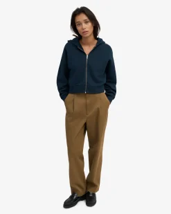 Organic Crop Zip Hood - Navy Blue