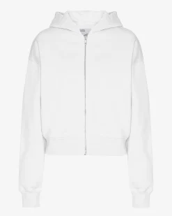 Organic Crop Zip Hood - Optical White