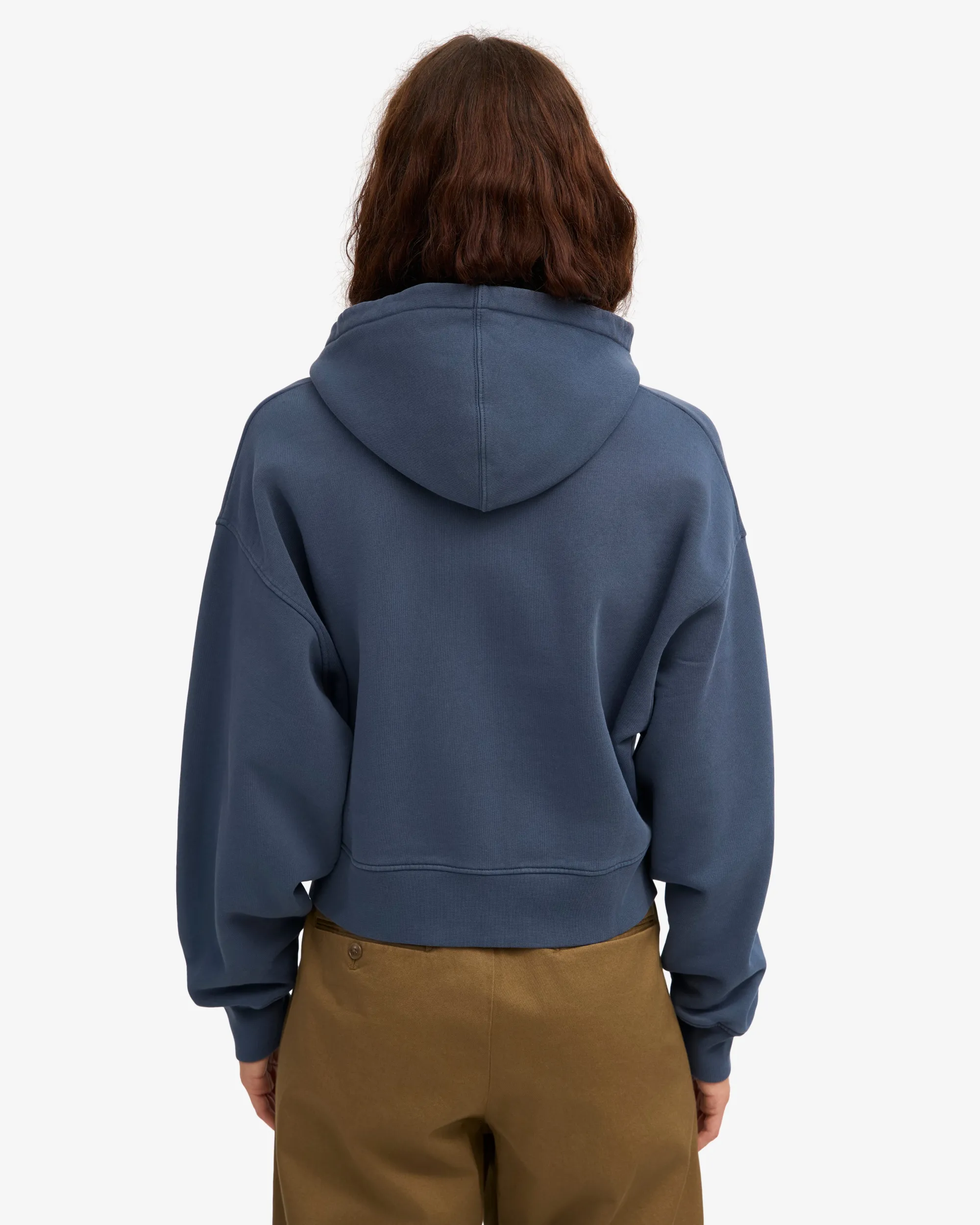 Organic Crop Zip Hood - Petrol Blue