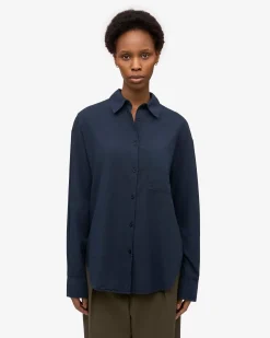 Organic Oversized Shirt - Navy Blue