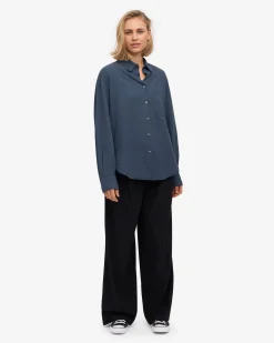 Organic Oversized Shirt - Petrol Blue