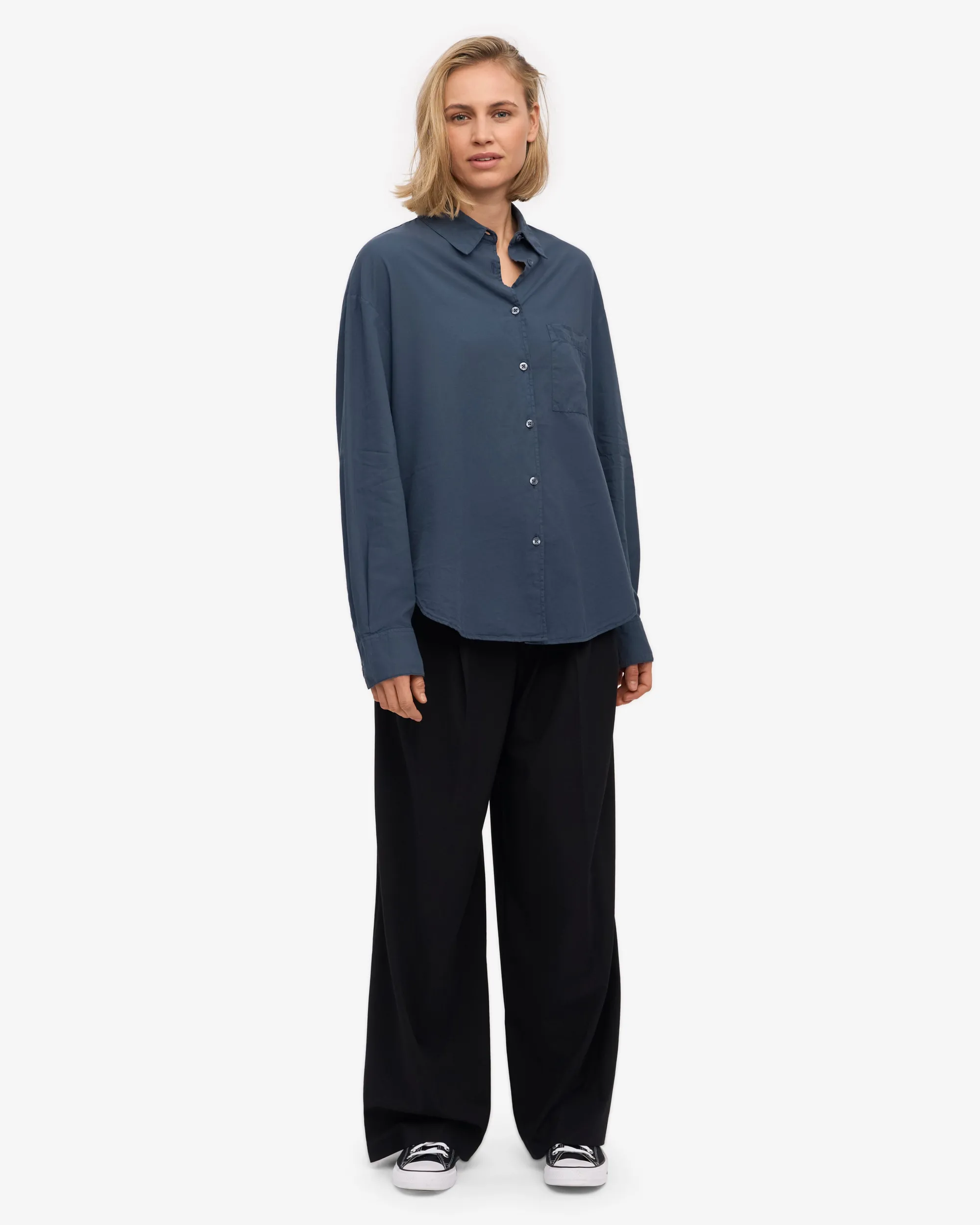 Organic Oversized Shirt - Petrol Blue