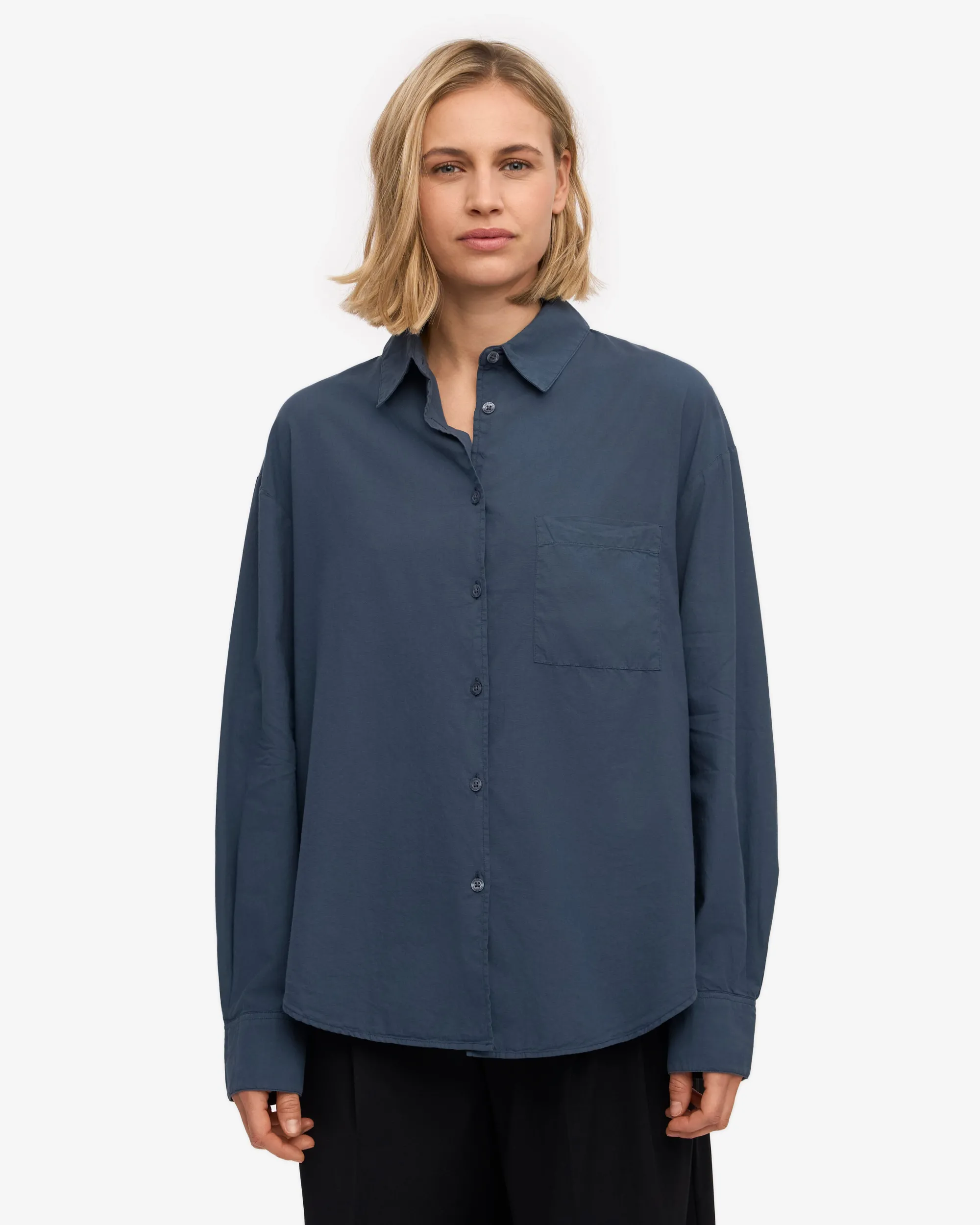 Organic Oversized Shirt - Petrol Blue