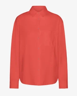 Organic Oversized Shirt - Red Tangerine