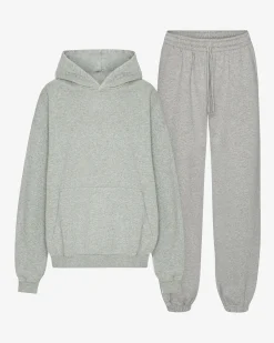 Organic Relaxed Hood Sweatsuit - Heather Grey