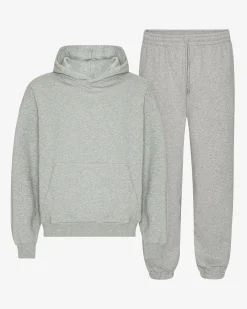 Organic Relaxed Hood Sweatsuit - Heather Grey