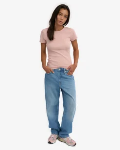 Organic Rib T-Shirt - Faded Pink
