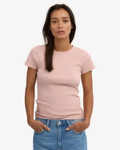 Organic Rib T-Shirt - Faded Pink