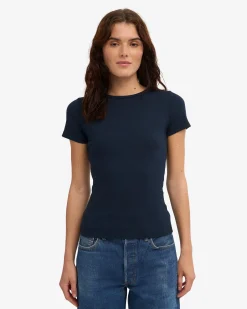 Organic Rib T-Shirt - Navy Blue
