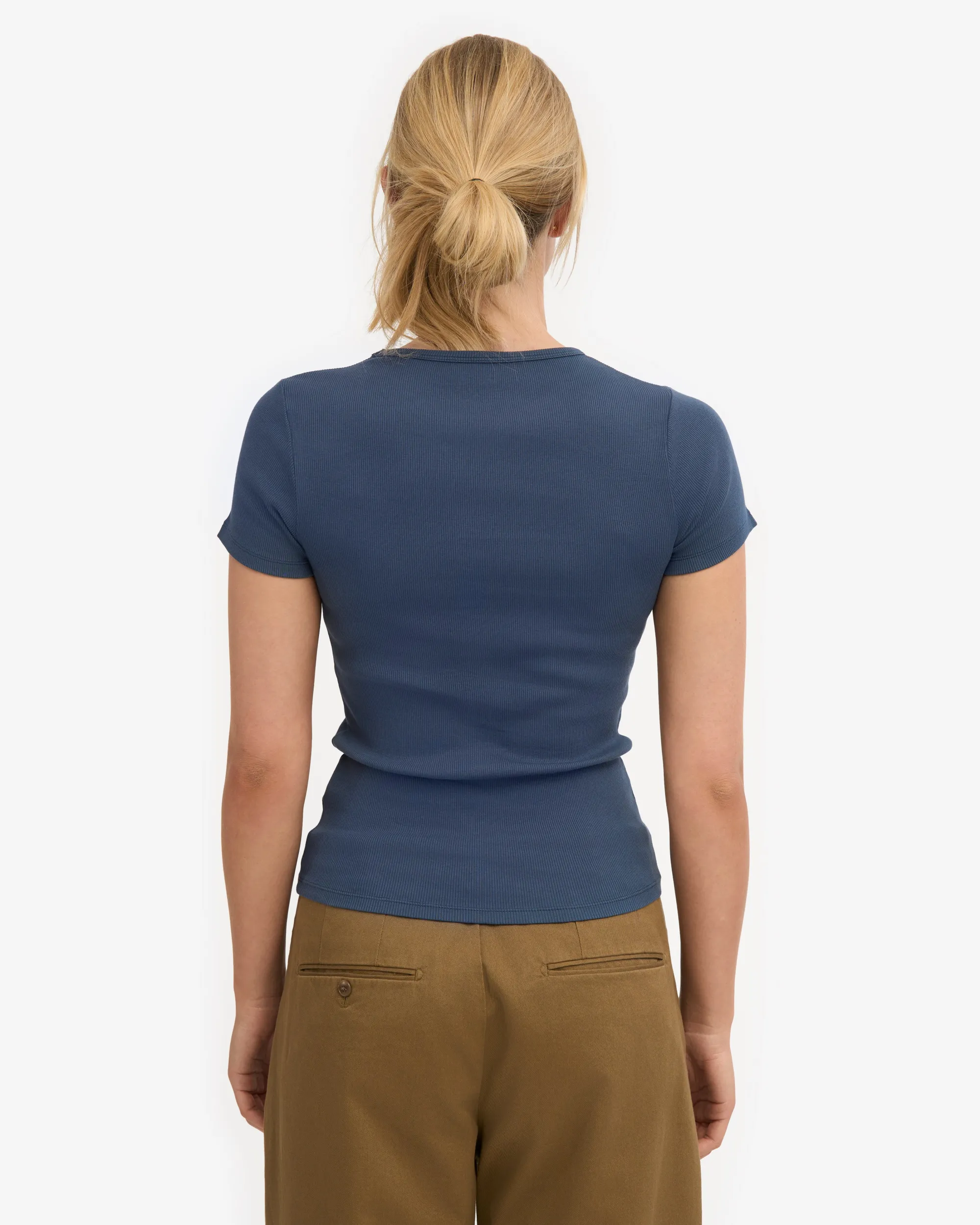 Organic Rib T-Shirt - Petrol Blue