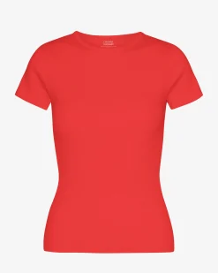 Organic Rib T-Shirt - Red Tangerine