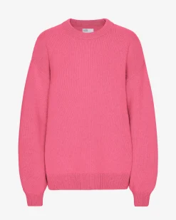 Oversized Merino Wool Crew - Bubblegum Pink