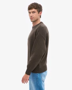 Oversized Merino Wool Crew - Coffee Brown
