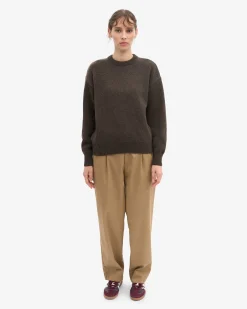 Oversized Merino Wool Crew - Coffee Brown