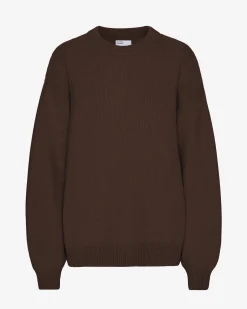 Oversized Merino Wool Crew - Coffee Brown