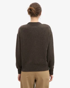 Oversized Merino Wool Crew - Coffee Brown
