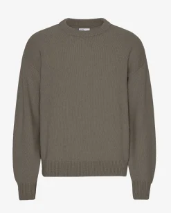 Oversized Merino Wool Crew - Dusty Olive