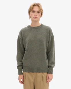 Oversized Merino Wool Crew - Dusty Olive