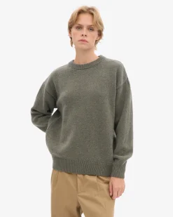 Oversized Merino Wool Crew - Dusty Olive