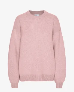Oversized Merino Wool Crew - Faded Pink
