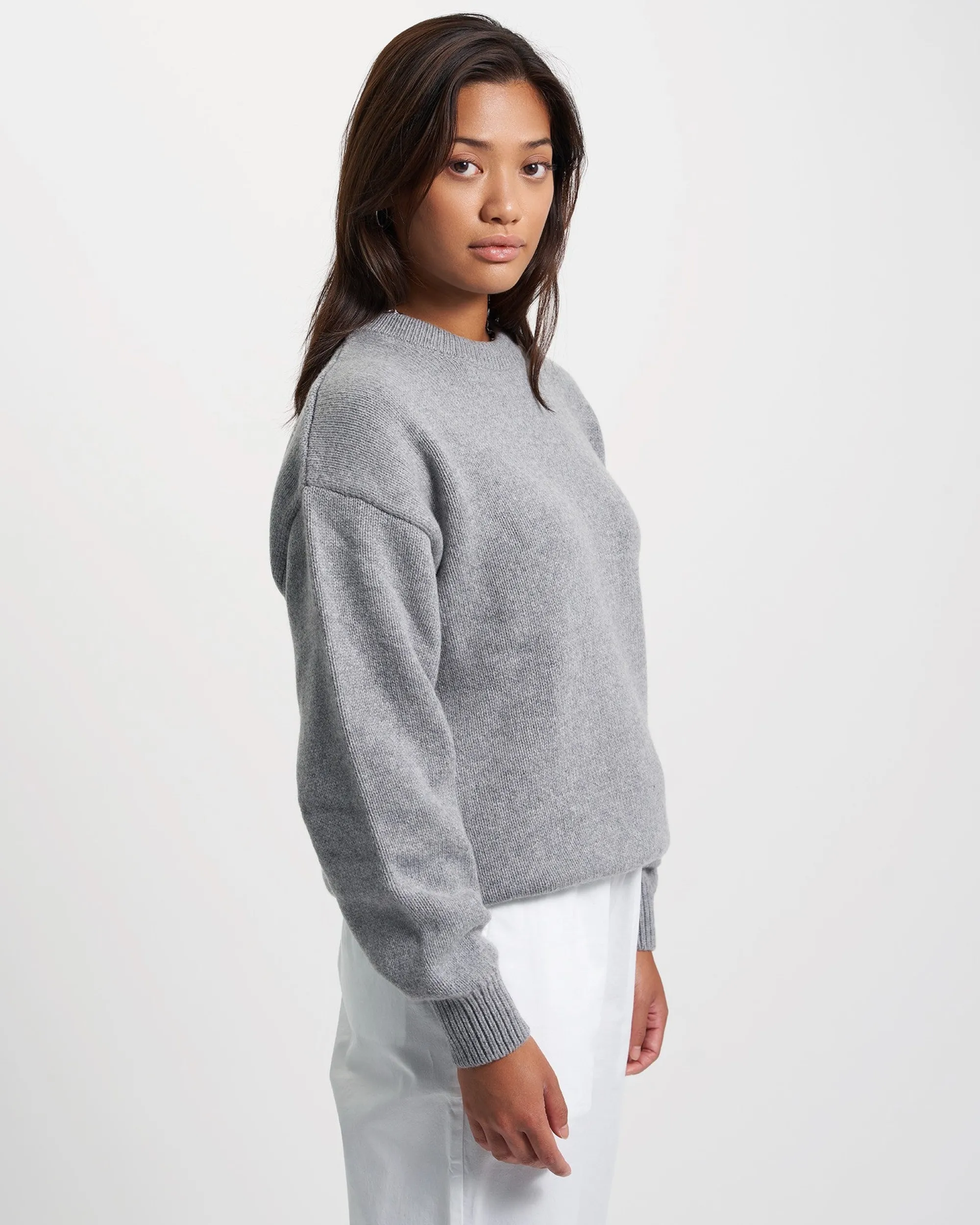 Oversized Merino Wool Crew - Faded Pink